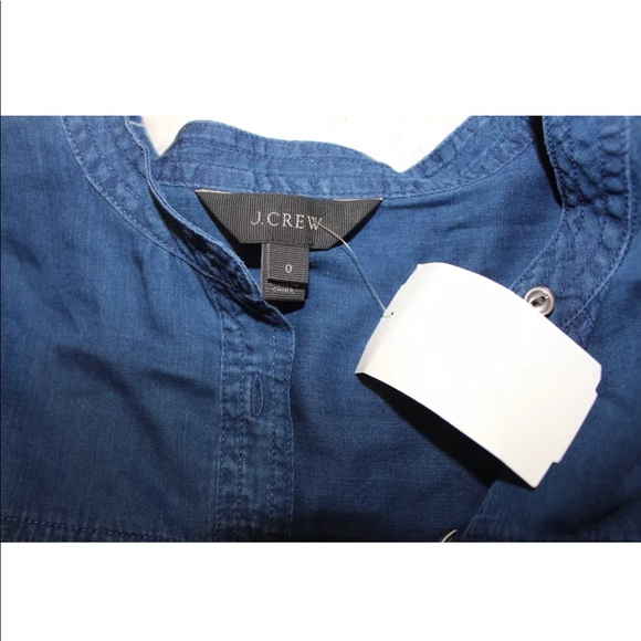 J.Crew Gathered Top Indigo Gauze Sz 0 2 - Picture 7 of 8